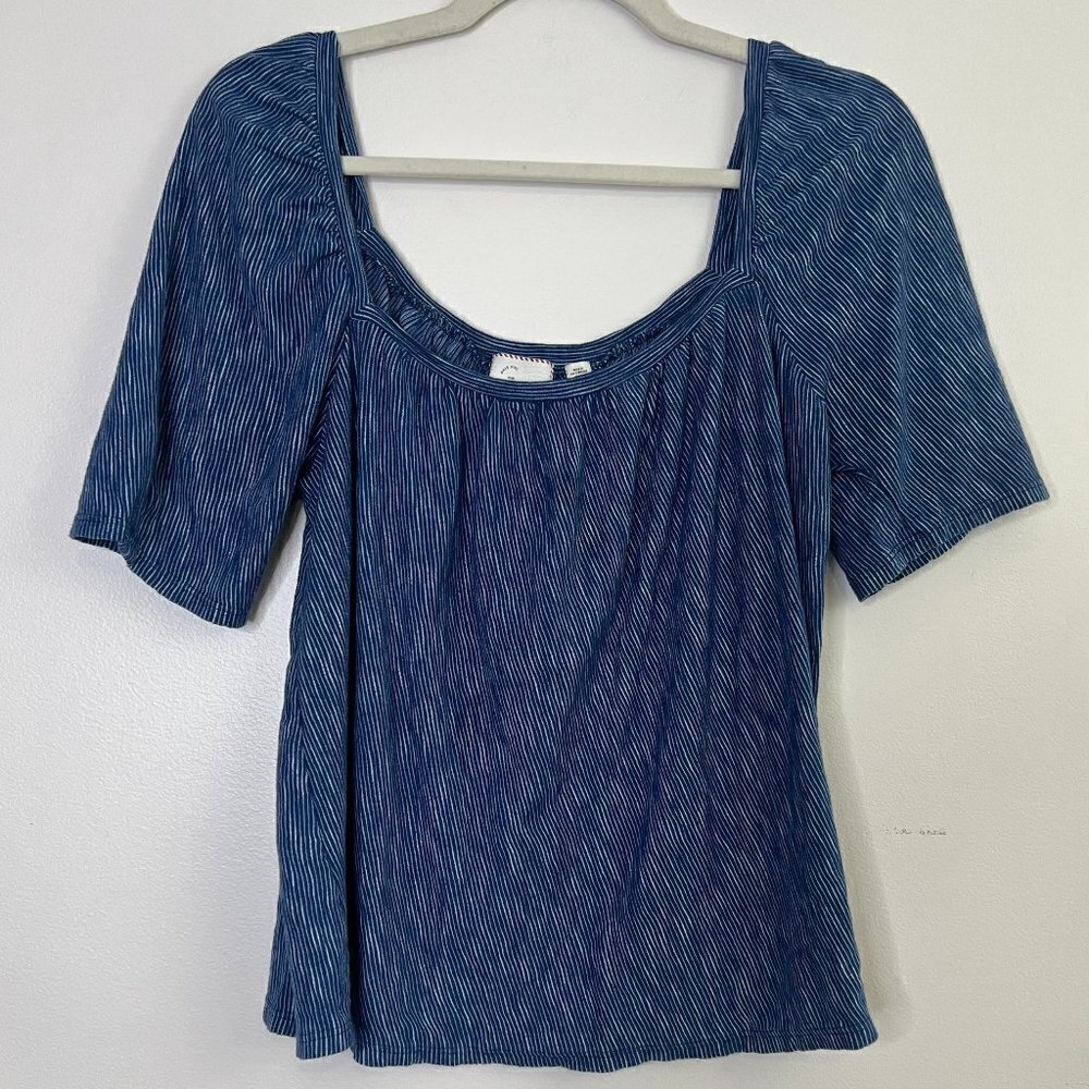 Anthropologie Postmark Square‎ Neck Slight Puff Sleeve Flowy Blouse Size Small